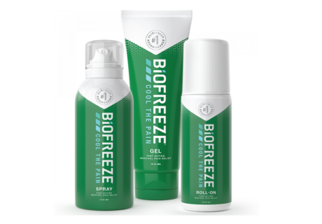 Biofreeze aerosol spray tube and roll-on